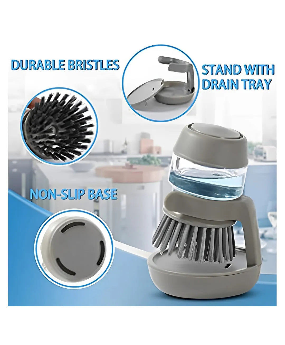 Plastic Cleaning Brush with Soap Dispenser for Kitchen, Sink,